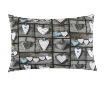 Povláček krep - povláček 40x60cm na zip ( pouze povlak ) srdce patchwork šedé