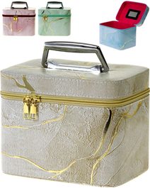 Kufřík dětský kosmetický vel. M se zrcátkem na zip zlatý reliéf 4 barvy