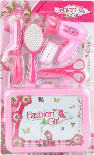 Kadeřnický dětský set s fénem a kulmou plast v kufříku na kartě