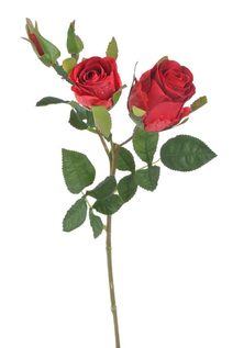 Umělá textilní růže s poupaty - červená 40 cm