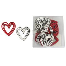 Dekorace srdce, 24 ks D6029 - 4 × 3,8 × 0,3 cm