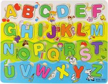 DŘEVO Puzzle vkládací písmena vkládačka na desce *DŘEVĚNÉ HRAČKY*