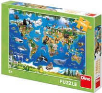 DINO Puzzle XL Mapa zvířat 100 dílků 47x33cm skládačka