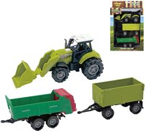Traktor s nakladačem set se 2 vlečkami na baterie Světlo Zvuk