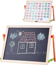 WOODY DŘEVO Tabulka magnetická stolní oboustranná set s abecedou a číslicemi