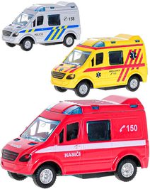 Auto hasiči / policie / ambulance CZ zpětný chod 8cm 3 druhy kov