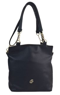 GROSSO Černá elegantní kabelka přes rameno se zlatými doplňky