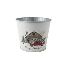 Vánoční květináč plechový K4485/1 - D12 × H10 cm B:8.5 cm