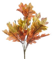 Umělé listy dubu - trs oranžovohnědá/zelená