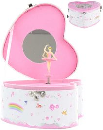 Šperkovnice hrací skříňka srdce s panenkou baletkou na natažení