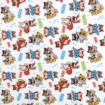 Látka - elastický úplet s potiskem Bílá,Červená,Modrá 48/404 šířka 175 cm