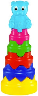 Baby skládačka věž velká skládací tvary s medvídkem pro miminko 2 barvy