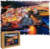 PUZZLER DŘEVO Manarola v Itálii 30x21cm dekorativní skládačka 250 dílků