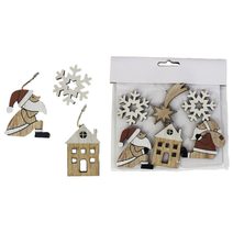 Vánoční dekorace, 6ks D2457 - 5 - 7,5 x 0,5 x 3,5 - 6 cm