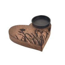 Svícen mango/kov LOUKA srdce O0517 - 16 x 15 x 5 cm