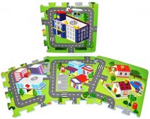 Pěnové baby puzzle Město (9 ks, podložka na zem)