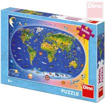 Puzzle XL 300 dílků Mapa světa dětská 47x33cm skládačka v krabici
