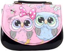 Kabelka dětská černá sovičky 18x15cm plast