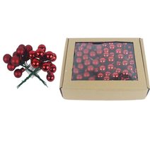 Skleněné baňky na drátku červené, pr. 2cm, S0570-34/BOX 144 ks - 2 cm