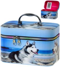 Kufřík dětský kosmetický vel. M se zrcátkem na zip foto potisk pejsek