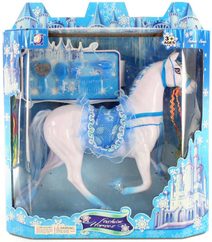 Kůň modrý plastový česací 23cm dlouhá hříva set s kadeřnickými doplňky