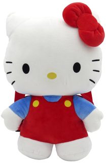 PLYŠ Batůžek 3D postavička kočička Hello Kitty červeno-modrý 25x35cm
