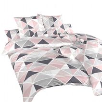 Povlečení bavlna Pyramidy pudrové 240x220, 2x70x90 cm