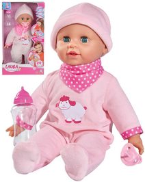 Baby panenka miminko Laura 38cm set s lahvičkou na baterie Zvuk