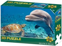 PUZZLE 3D Delfín a želva 31x23cm 100 dílků skládačka v krabici