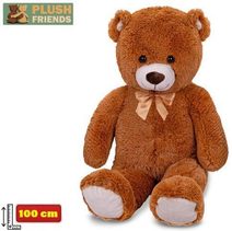 PLYŠ Medvěd 100cm hnědý velký s mašlí *PLYŠOVÉ HRAČKY*