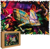 PUZZLER DŘEVO Úchvatný chameleon 30x21cm dekorativní skládačka 250 dílků