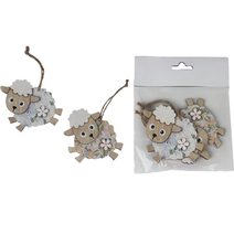 Ovečka k zavěšení, 3 ks D4863 - 9 x 0,4 x 7 cm