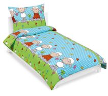 Povlečení krepové Modrá,Zelená,Bílá 80/050 140x200, 70x90 cm