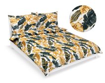 Povlečení bavlna na dvoudeku - 200x220, 2ks 70x90 cm (200 cm šířka x 220 cm délka prodloužená) Listy palmové zlatá