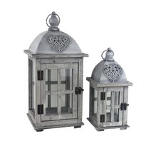 Sada dřevěných luceren S/2 D7098 - výška 29,5cm a 43,5 cm