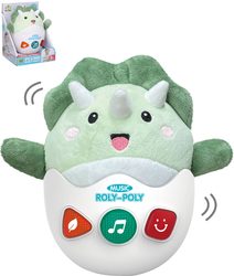 PLYŠ Roly-poly baby dino kývací pro miminko na baterie Světlo Zvuk