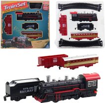 Vlaková souprava mašinka + 3 vagonky vláček s kolejemi na baterie Světlo Zvuk
