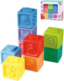 Baby soft kostky měkké gumové 5cm reliéfní zvířátka + číslice set 9ks v krabici