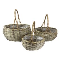 Koš oválný šedý, 3ks P0508 - 20x16x10 cm/25 cm