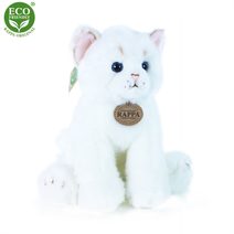 Plyšová kočka sedící bílá30cm ECO-FRIENDLY