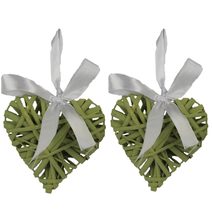 Srdce 10cm, sv zelené, sada 2ks P0229-15 - 10 x 3 x 10 cm