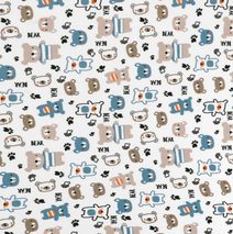 Látka - elastický úplet s potiskem Béžová 48/406 šířka 175 cm