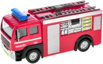 Auto kovové hasiči 12cm zpětný nátah CZ na baterie mluví česky Světlo Zvuk