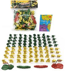 Vojenská army sada figurky vojáci se zátarasy a zástavami 87ks v sáčku plast