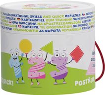 JIRI MODELS Hra karetní Postřeh! Čísla, barvy, tvary v kulaté krabičce