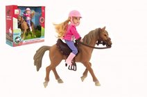 Kůň + panenka žokejka plast 20cm v krabici