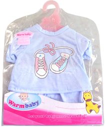 Oblečení pro panenky 42cm set modré triko a kalhoty na ramínku v sáčku