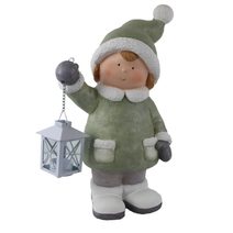 Dekorace chlapec s lucerničkou X7362 - 22 × 16.5 × 40 cm
