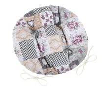 Sedák DITA kulatý prošívaný - průměr 40 cm patchwork love - šedá