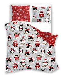 Vánoční povlečení Scandic 076 Tučňáci Bavlna, 140/200, 70/90 cm
